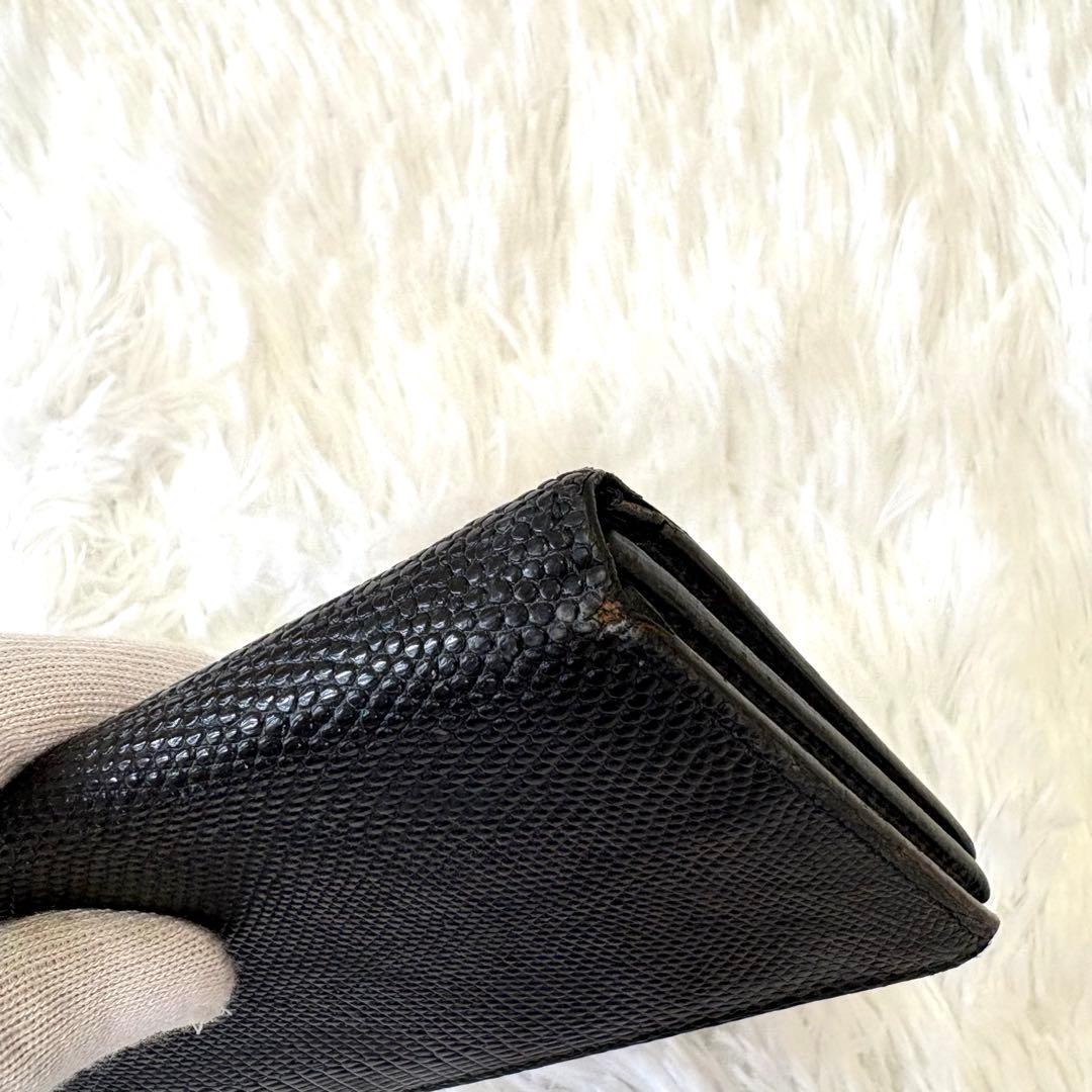 Camille Fournet 良品✨リザード レザー 長財布 二つ折り財布 黒