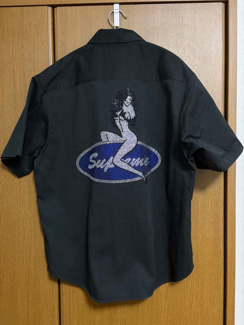 トップス supreme Rhinestone Pin Up S/S Work Shirt