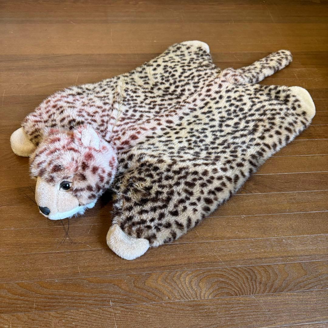 当時物 レトロ 昭和 ヒョウ ぬいぐるみ マット ラグ 滑り止め付き 個性派
