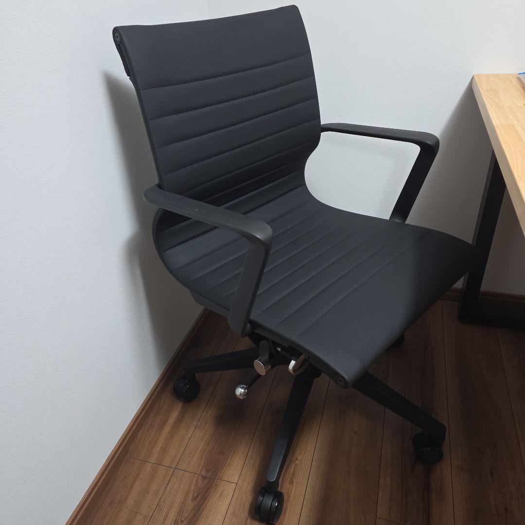 2番 ストライプデザイン デスクチェア オールブラック ①＋②セット売り