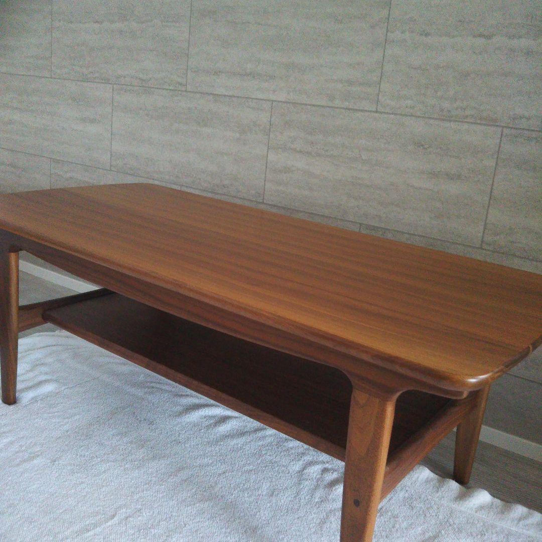 【良品】木製 センターテーブル 下部棚付き