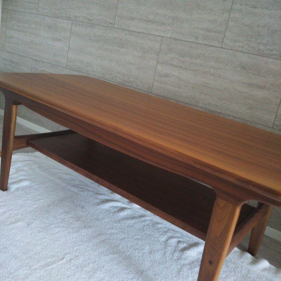 【良品】木製 センターテーブル 下部棚付き