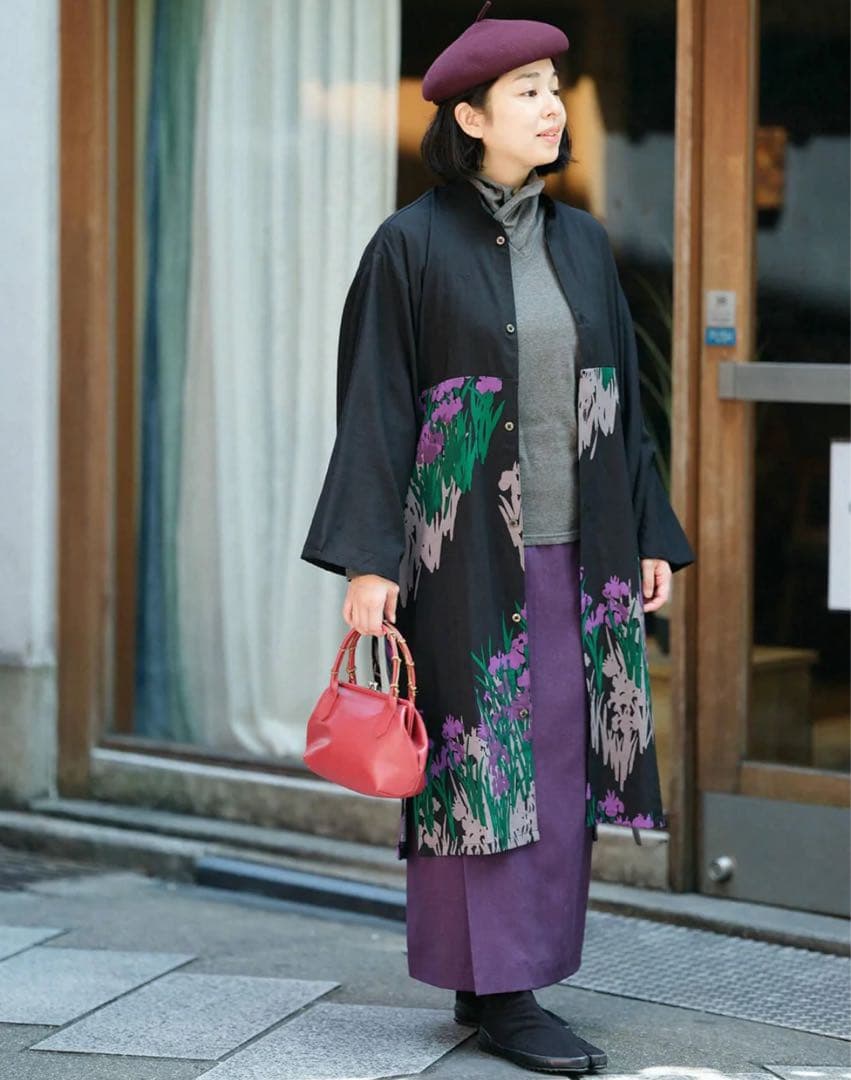 SOU・SOU モスリン 薙刀かり衣／濡羽色×光琳燕子花図屏風写し　Lサイズ