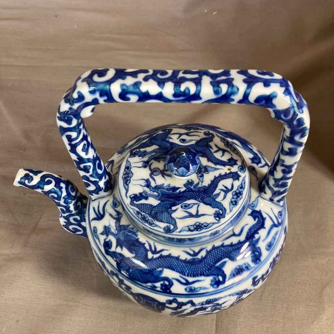 【源右衛門】古伊万里の伝統　日本の名窯　舘林源右衛門作　染付万暦龍絵　水注