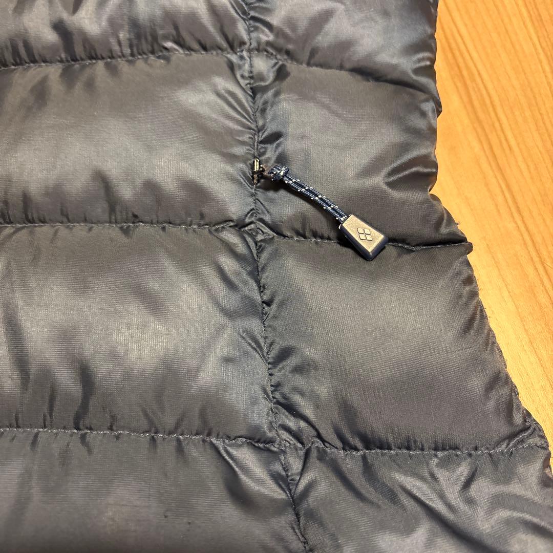 mont-bell ネイビーフード付きトラベルダウンコートS