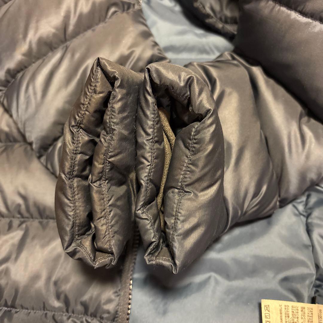 mont-bell ネイビーフード付きトラベルダウンコートS