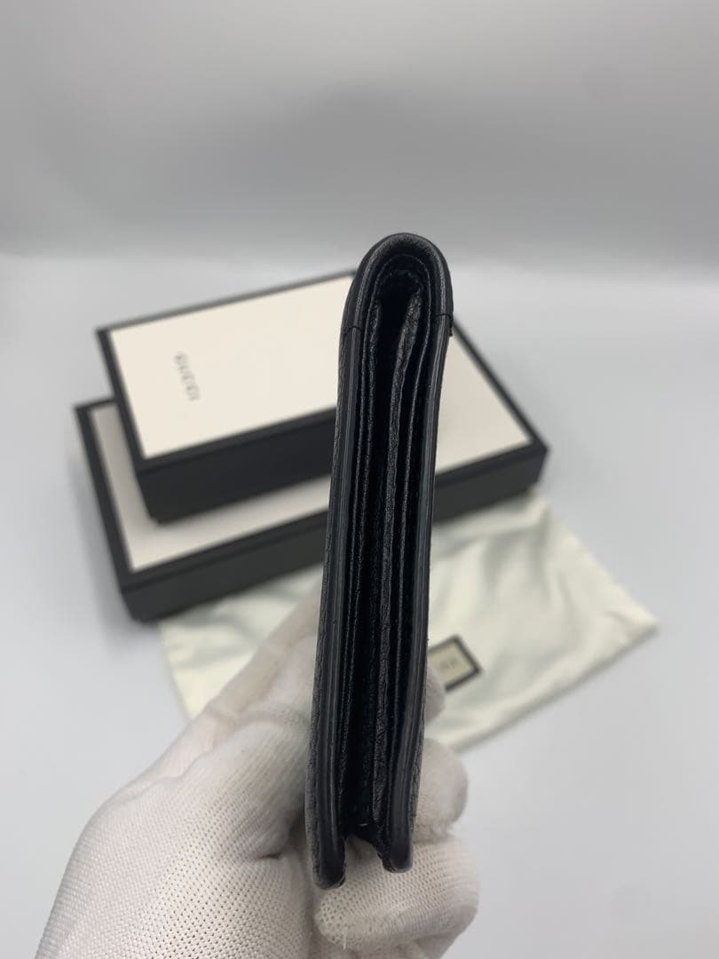 GUCCI 二つ折り財布 GGグッチ 小銭入れ レザー ブラック 黒 P55