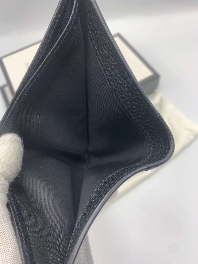 GUCCI 二つ折り財布 GGグッチ 小銭入れ レザー ブラック 黒 P55