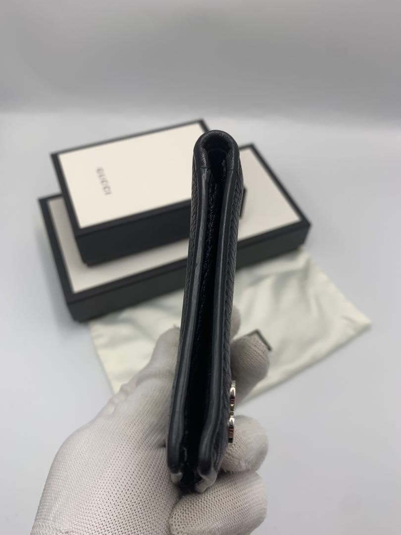 GUCCI 二つ折り財布 GGグッチ 小銭入れ レザー ブラック 黒 P55