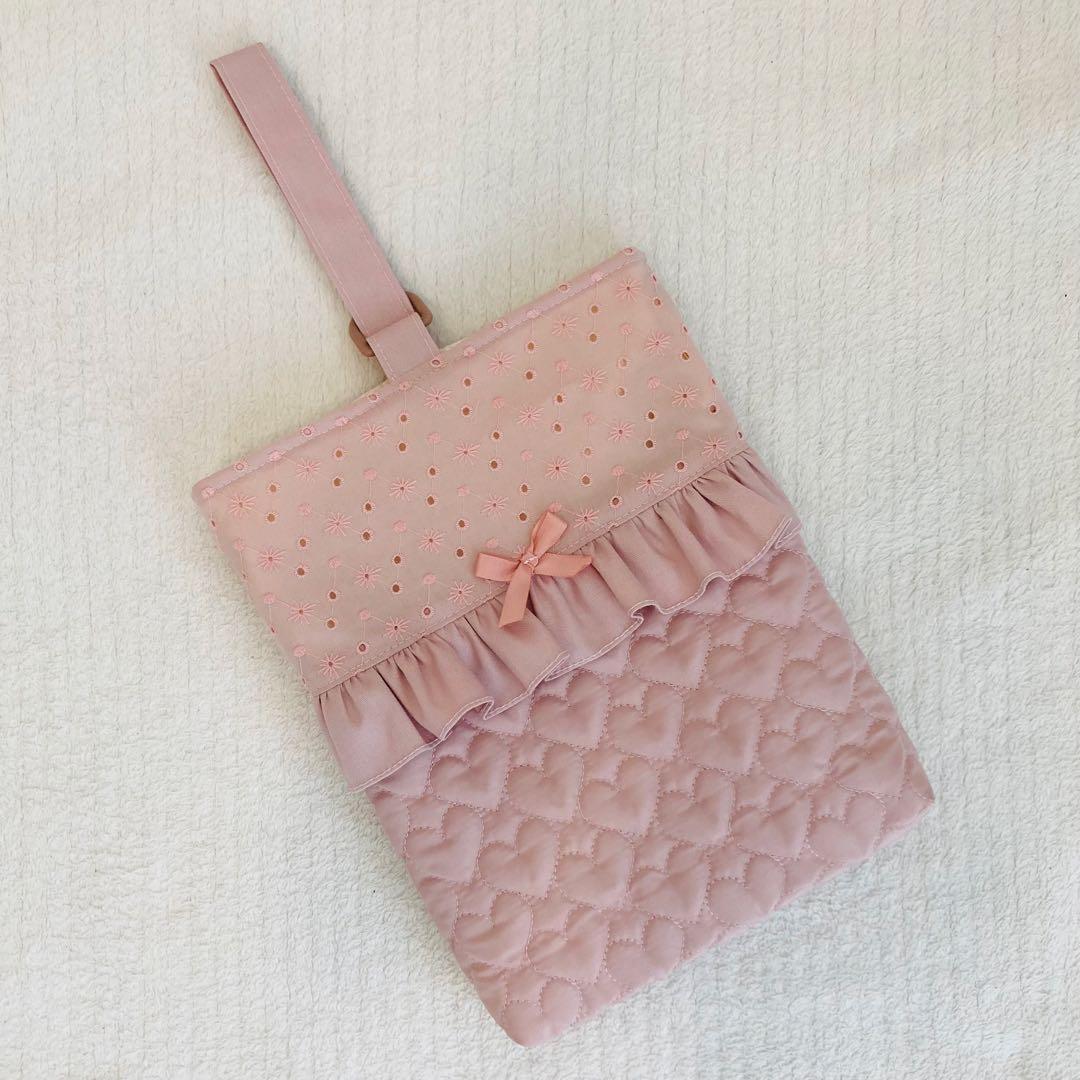 【ハンドメイド】入園入学グッズ(レース×ハートキルティング×リボン)