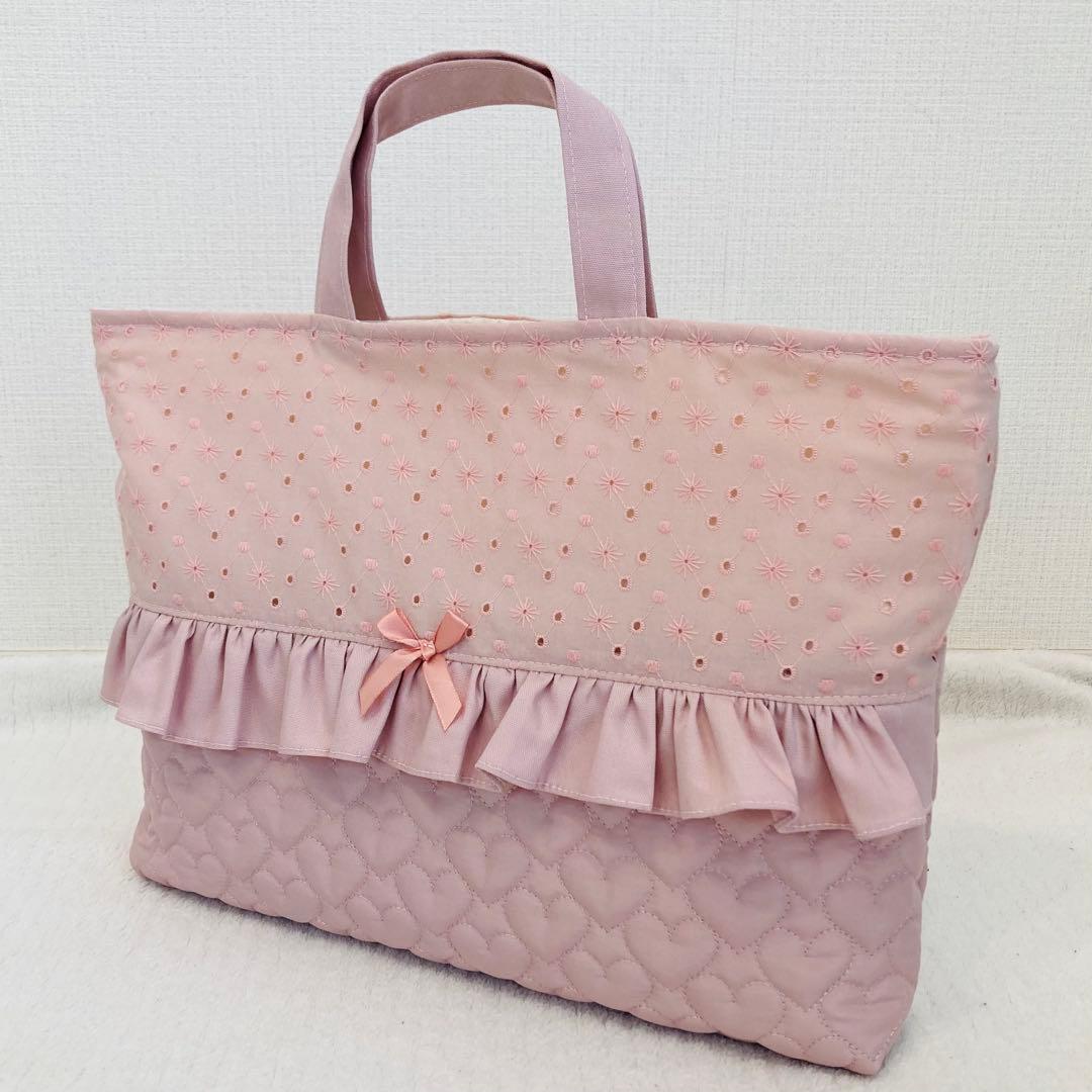 【ハンドメイド】入園入学グッズ(レース×ハートキルティング×リボン)