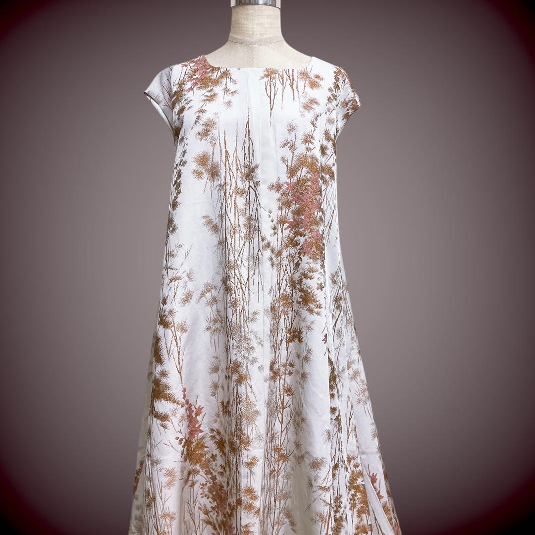 着丈140cm ラメ刺繍 マキシワンピース 着物リメイク J70413