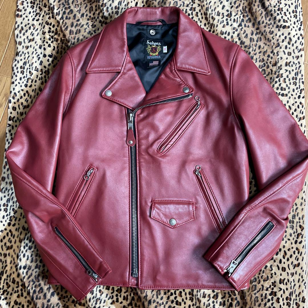 コタくん専用Schott バーガンディ ダブルライダースジャケット 38