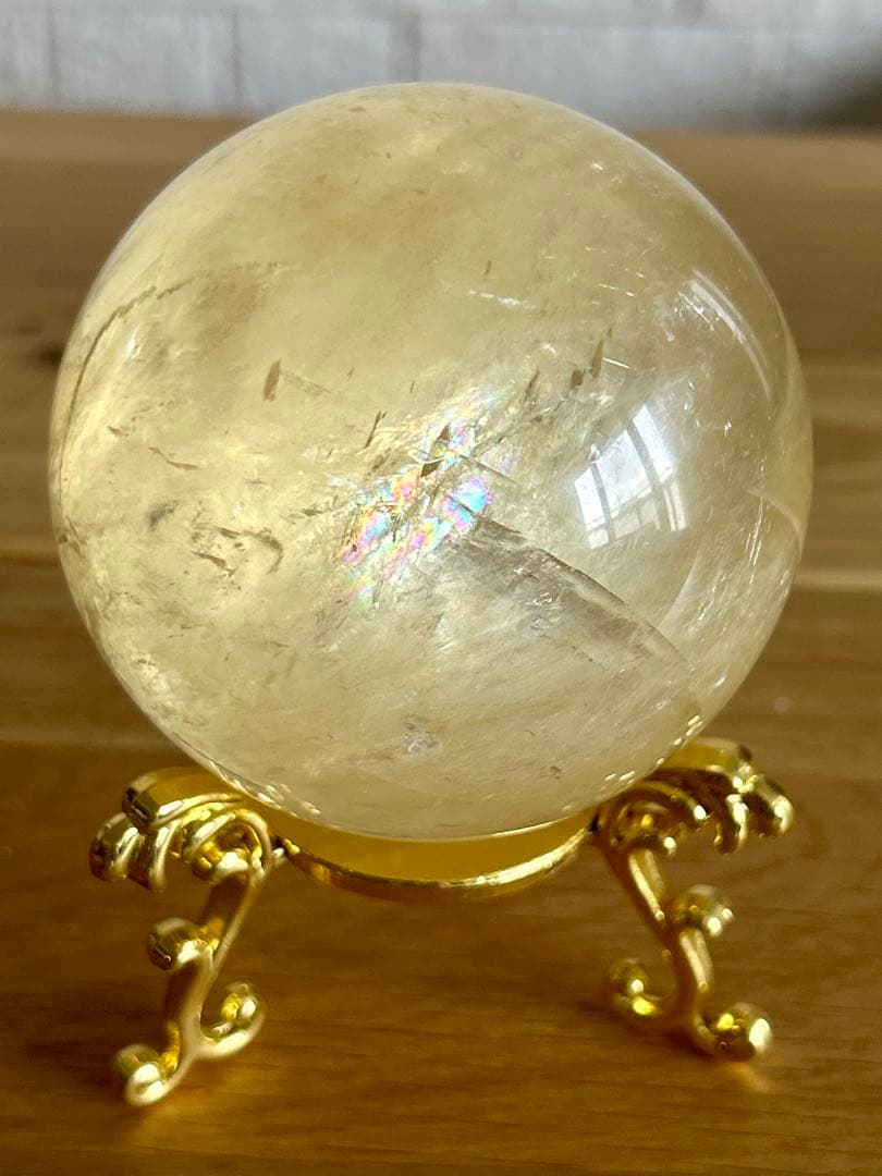 ゴールデンカルサイト　丸玉　約72㎜　スフィア