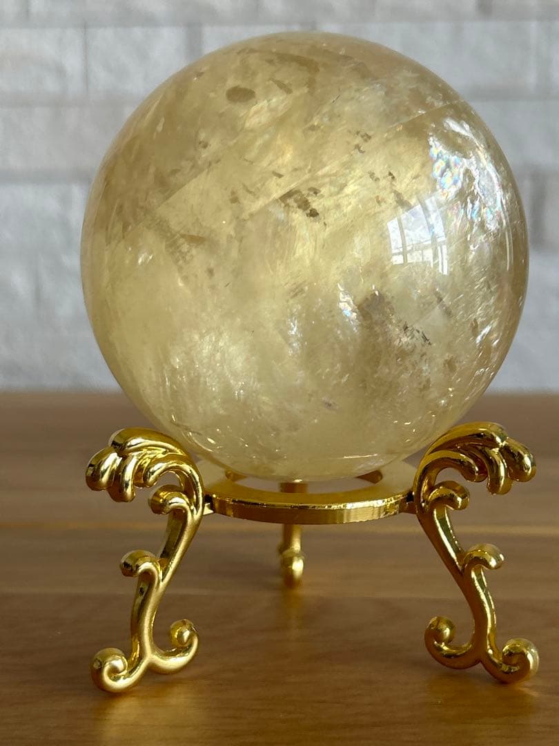 ゴールデンカルサイト　丸玉　約72㎜　スフィア