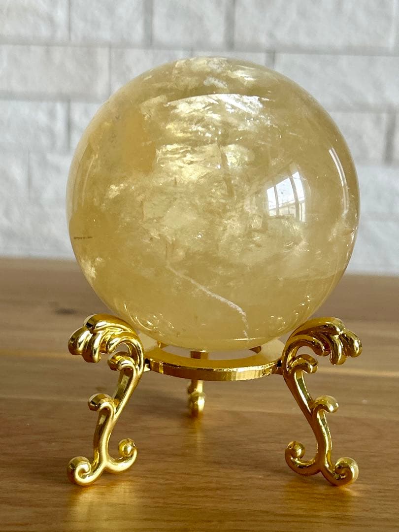 ゴールデンカルサイト　丸玉　約72㎜　スフィア