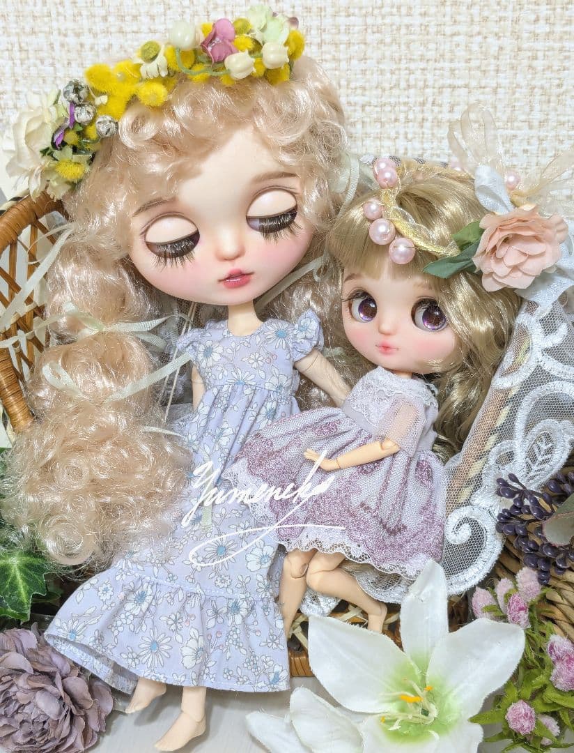 カスタムアイシードール ❀ミディサイズ ❀ドレス 花かんむりセット