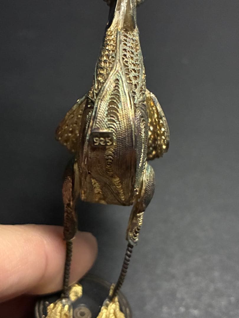 昭和期 純銀製 鶏置物｜繊細細工の逸品｜縁起物・オブジェ・銀工芸