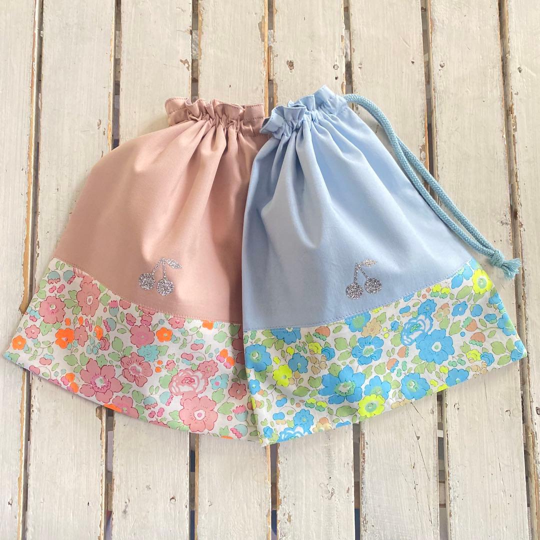 カニ様⭐︎リバティプリント使用×さくらんぼワッペンレッスンバッグ他オーダー