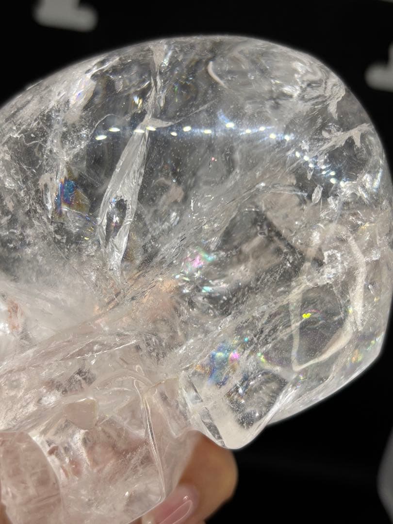 高品質✨水晶スカル　虹入り　骸骨　置物