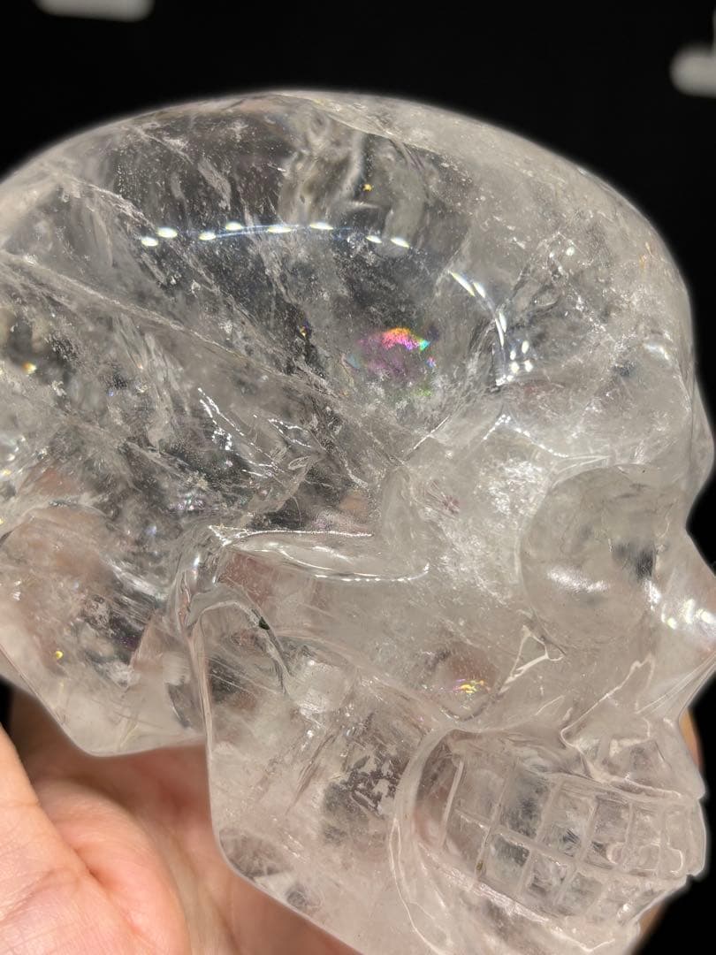 高品質✨水晶スカル　虹入り　骸骨　置物