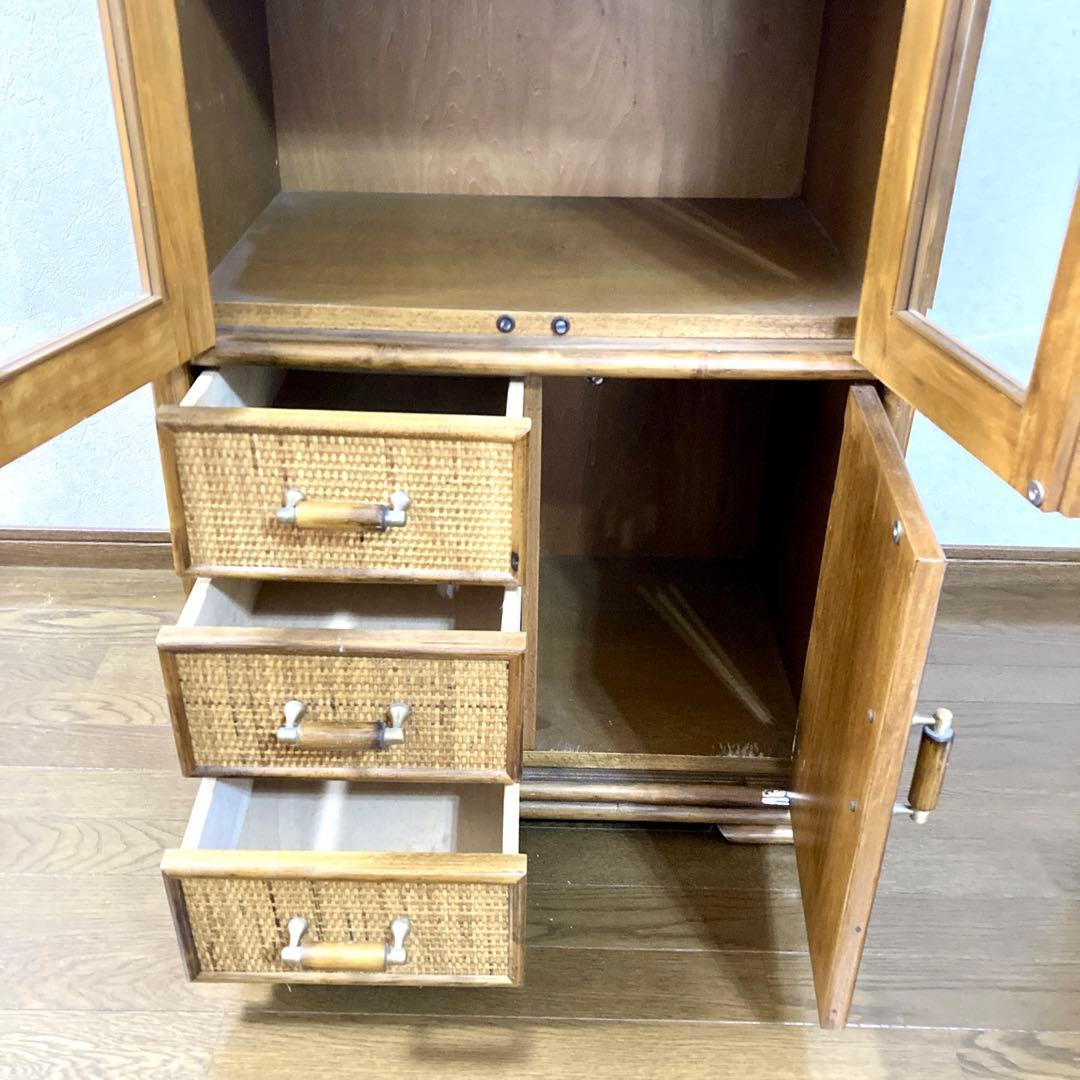 【コウ】ラタン トロピカルファイン アーチ型 キャビネット 籐家具