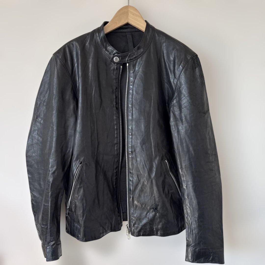 ストラム strum カーフレザー　シングルライダース sサイズ ダメージ有