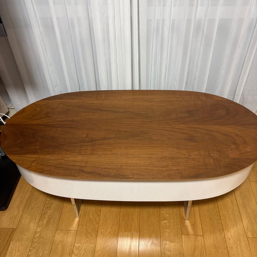 楕円形センターテーブル ブラウンとホワイト
