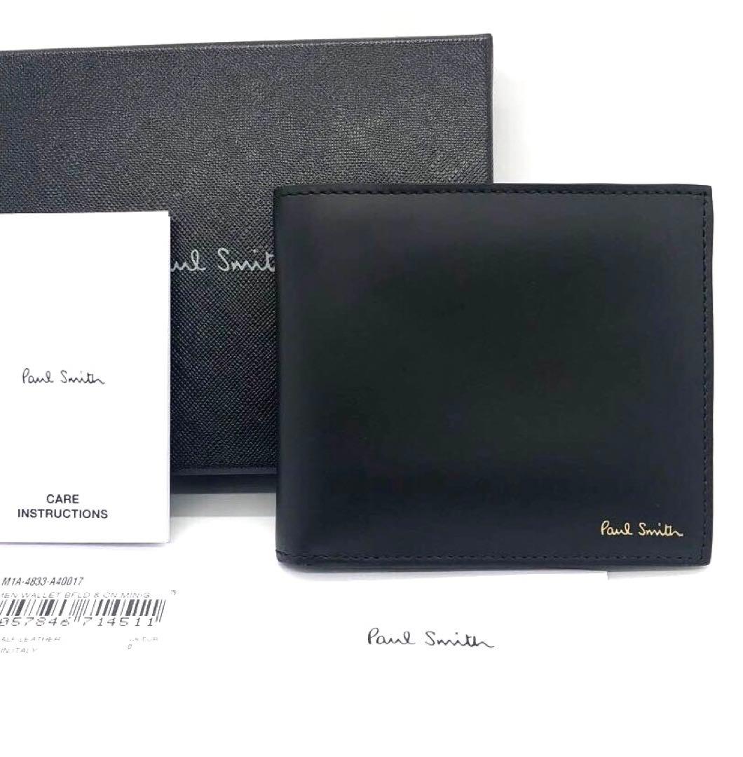 希少・未使用品☆ポールスミス ミニクーパー　レザー二つ折り財布　ブラック