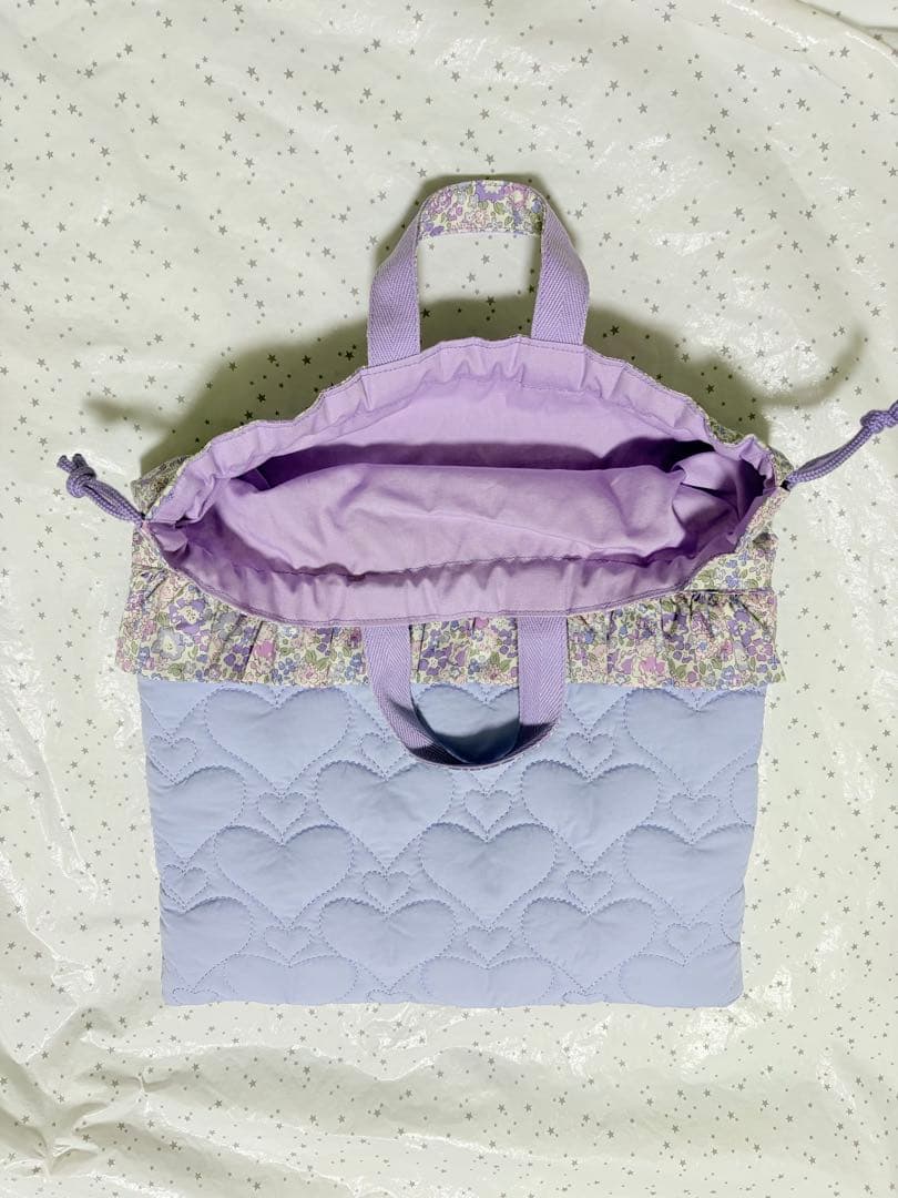 リバティ　ミシェル×ハートキルト　レッスンバック上履き入れ体操服袋ハンドメイド