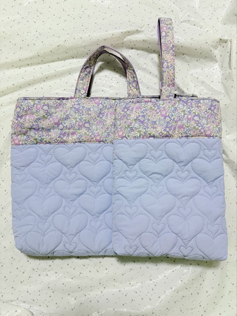 リバティ　ミシェル×ハートキルト　レッスンバック上履き入れ体操服袋ハンドメイド