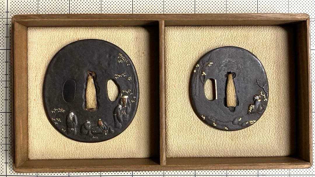 象嵌細工　鍔　大小セット