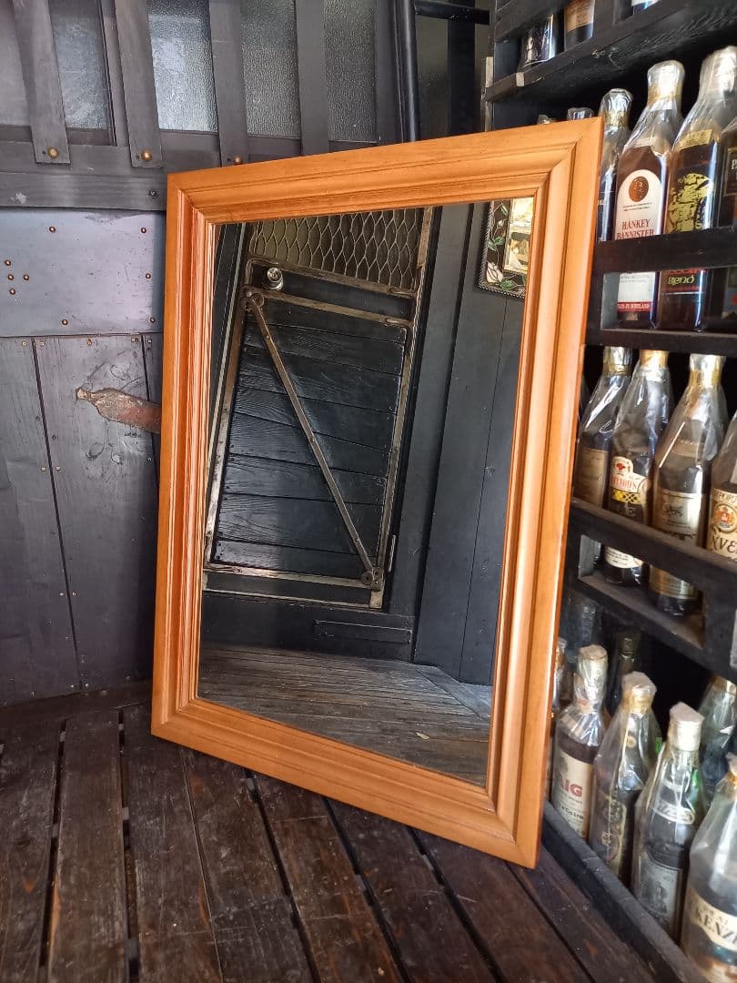 1960's　デンマーク　北欧　モダン　チーク　重厚　無垢材　ウッド　ミラー