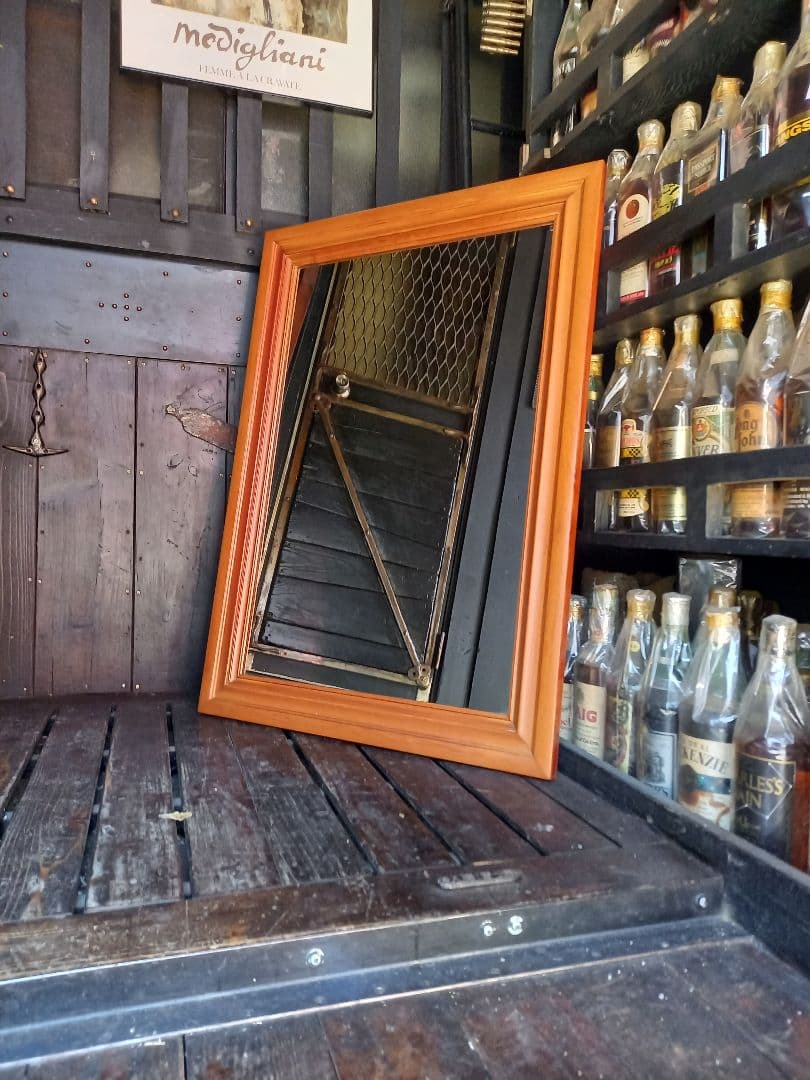 1960's　デンマーク　北欧　モダン　チーク　重厚　無垢材　ウッド　ミラー