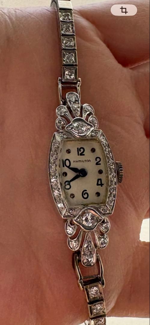 ハミルトン　レディース手巻きダイヤ アンティーク　　プラチナ　14k