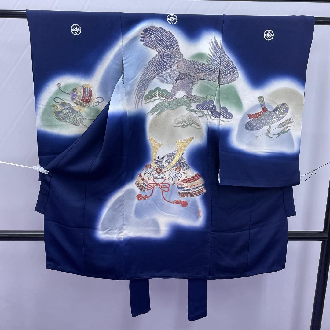 Y★3998★ ジャンク品 男の子 着物 かけ着 男児 一つ身 紋入り