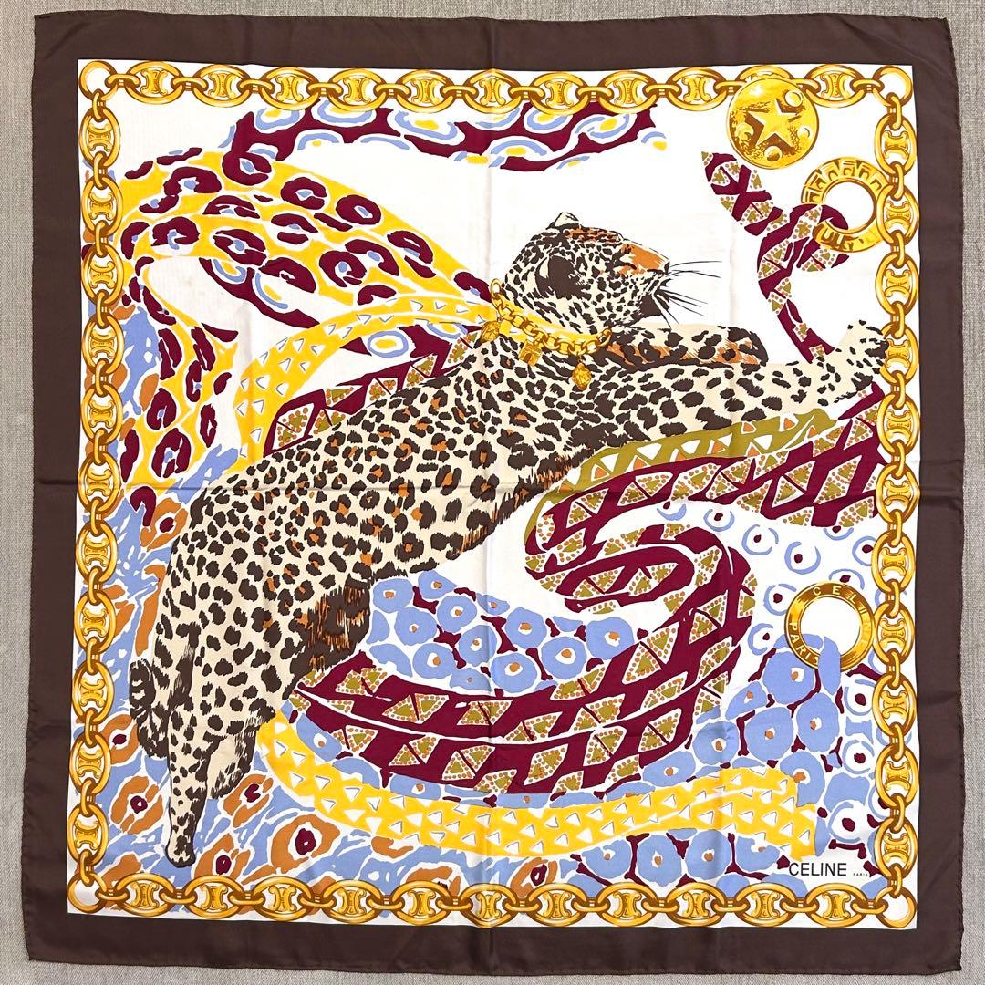 Yoon　正規店購入品 セリーヌ レオパード シルクスカーフ ヴィンテージ