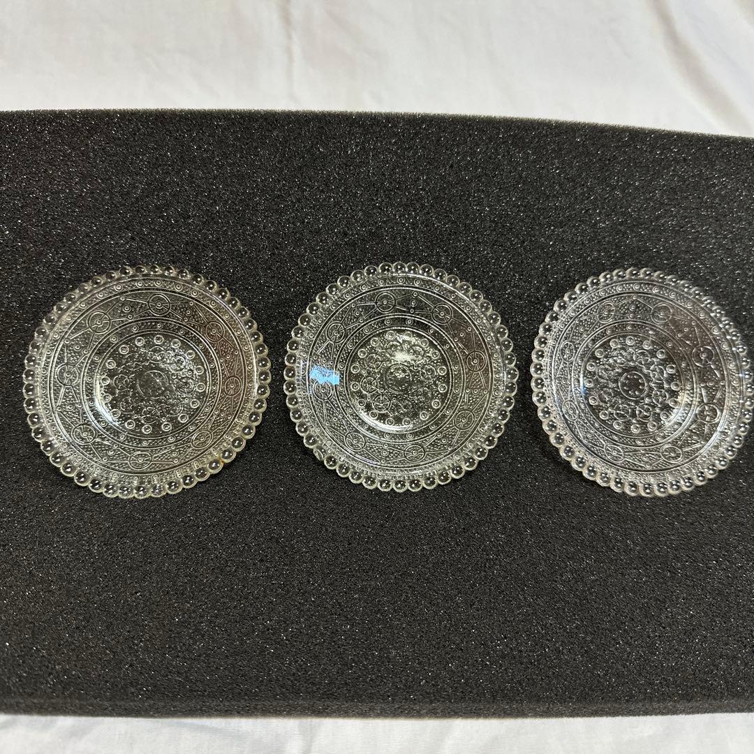【新品未使用品】明治から昭和　透明ガラス小皿　3枚セット