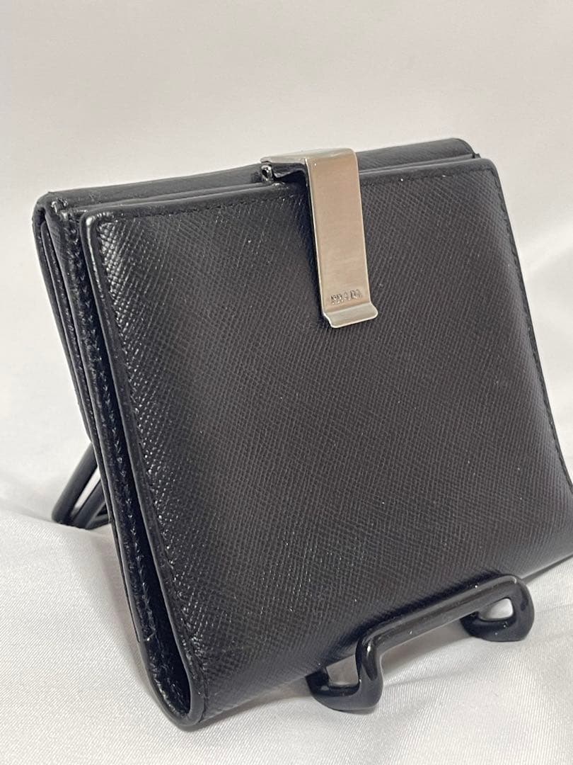 PRADA プラダ　サフィアーノ　二つ折り財布　クリップ付き　コンパクト財布