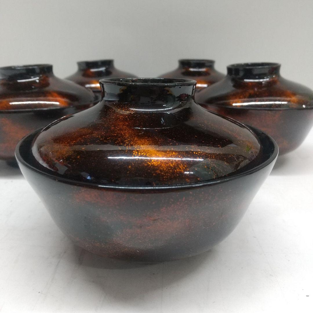 川連漆器 吸い物椀 5客 総梨地