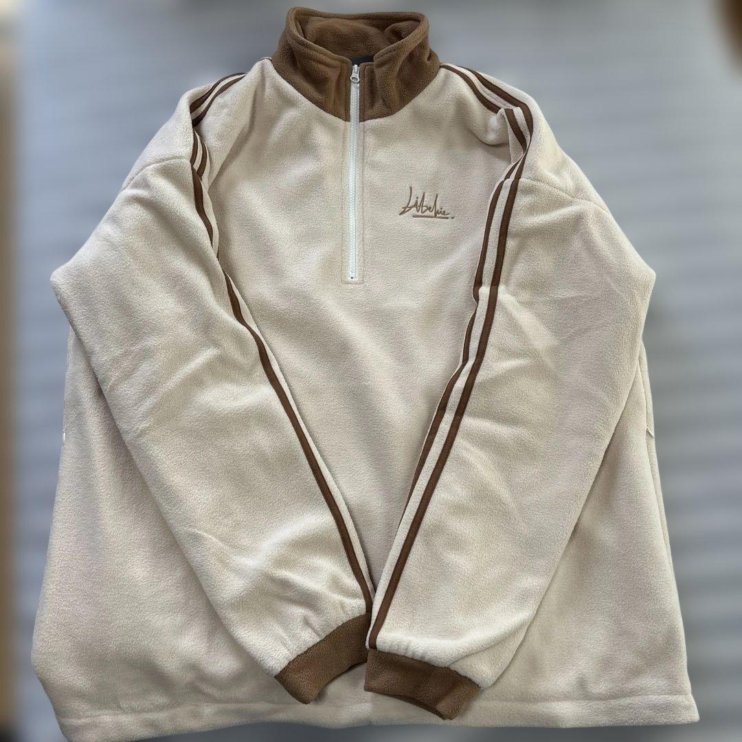 Libelice ハーフジップフリース ベージュ×ブラウンXL