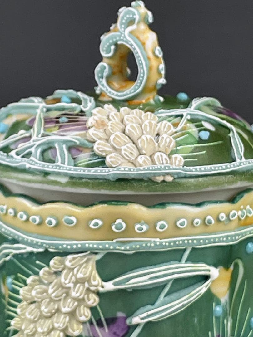 【希少】オールドニッポン アールヌーボー 麦図 一陳盛り上げ クリーマー ジャグ