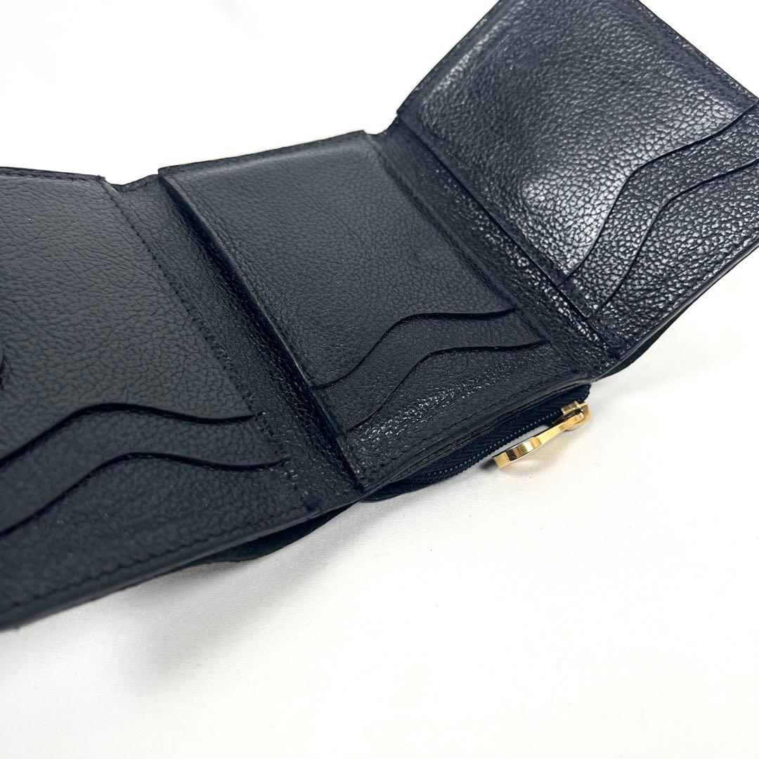 イルビゾンテ　三つ折り財布　トリフォルド　オールレザー　ロゴ型押し　ブラック