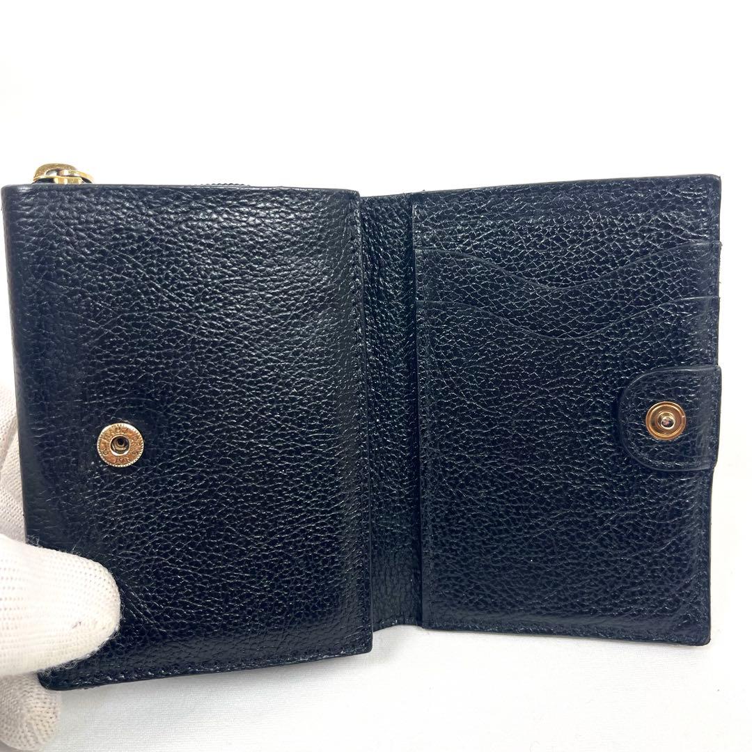 イルビゾンテ　三つ折り財布　トリフォルド　オールレザー　ロゴ型押し　ブラック