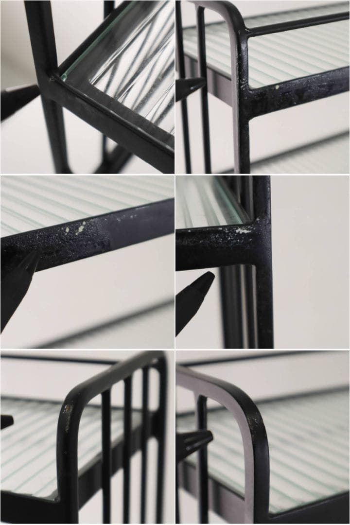 値下ウニコ ステラ スモールガラスシェルフ ガラスxアイアン レトロ風ガラス