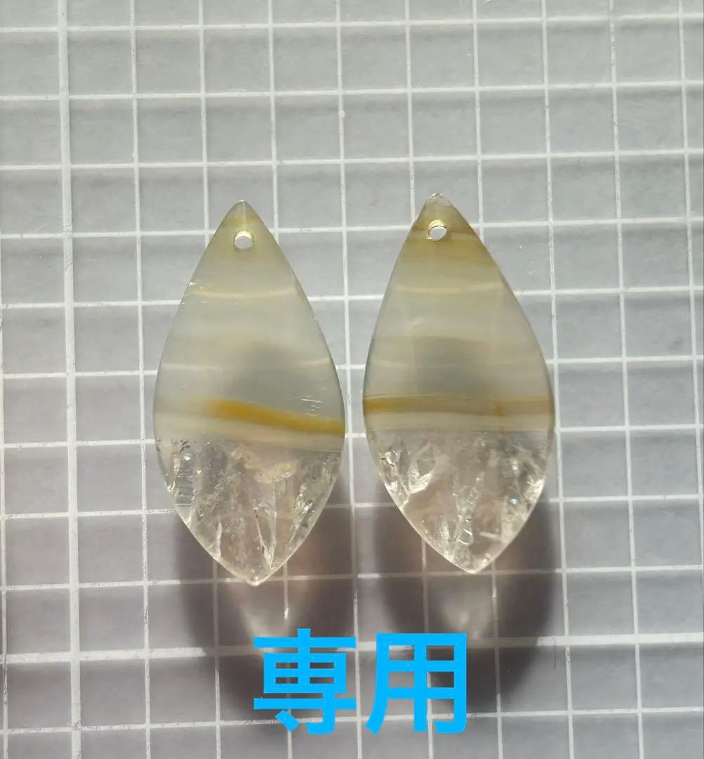 アイリスアゲート　リーフシェイプドゥルージピアスチャーム他　14kgf