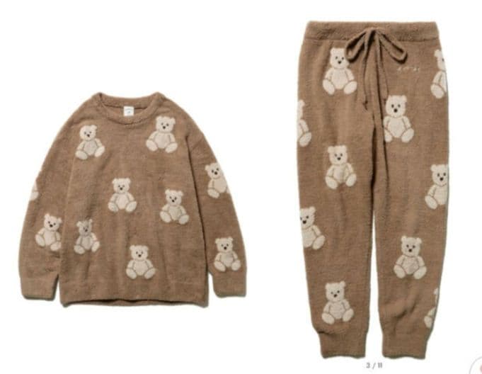 ジェラートピケ　ベアジャガードプルオーバー&ロングパンツSETセットアップ