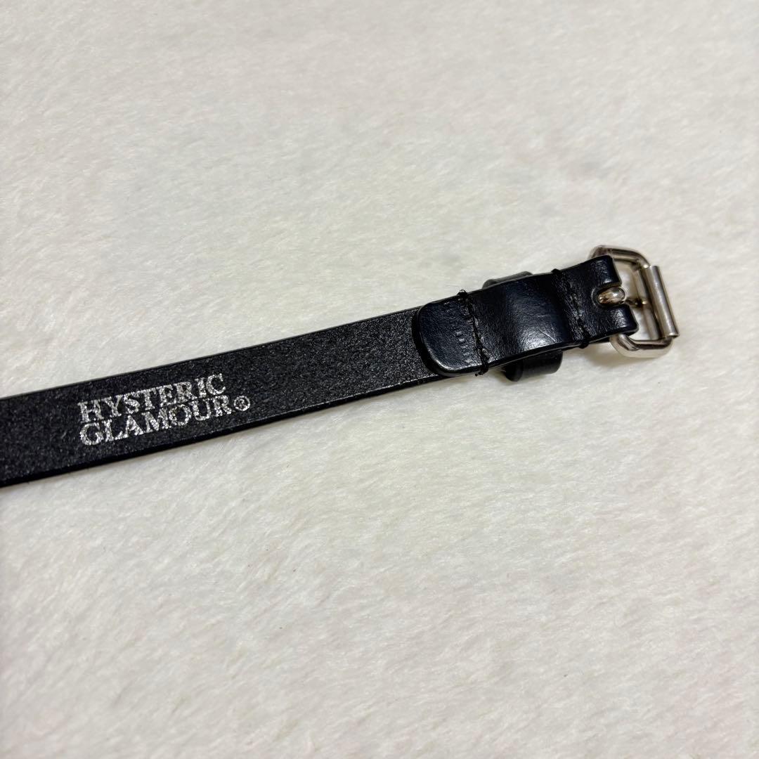 ヒステリックグラマー スタッズ&ロゴ 細レザーベルト 全長102cm