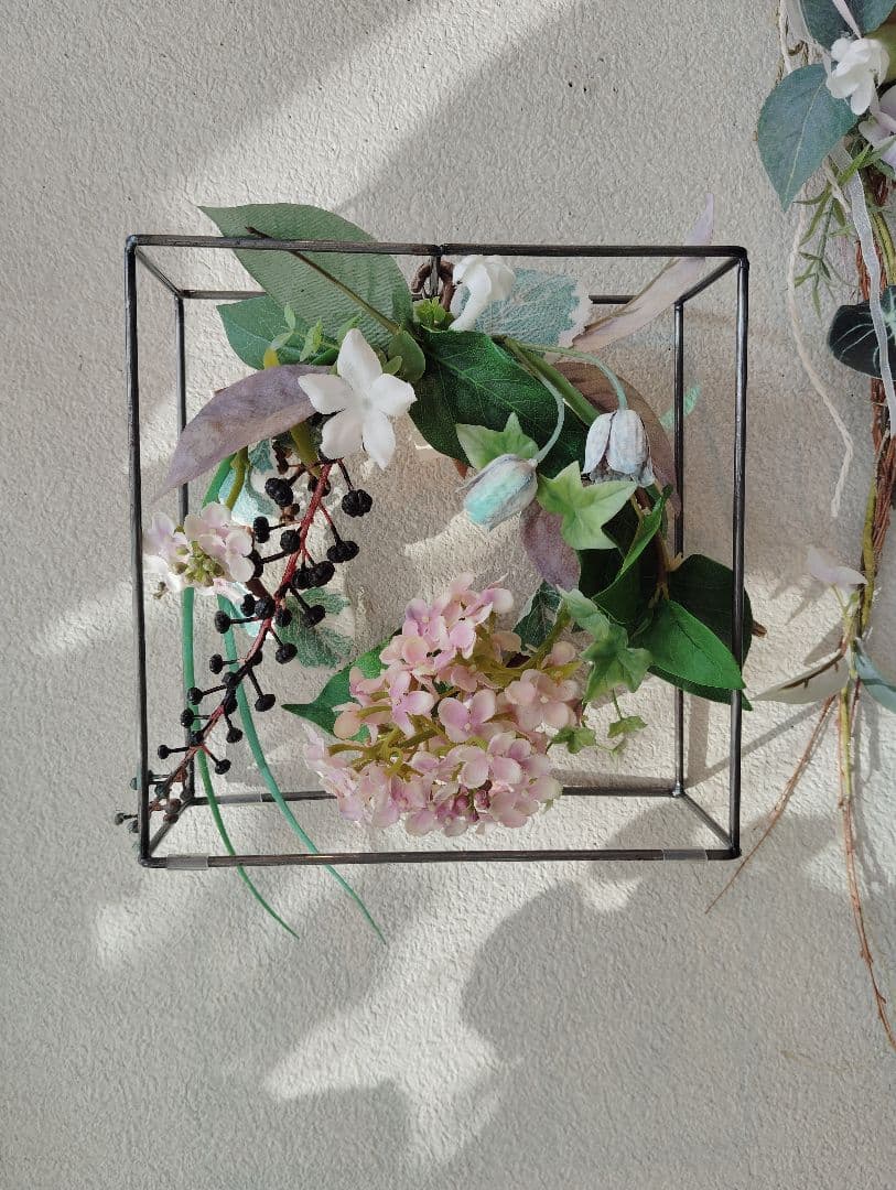 アートフラワー 四角いフレーム アレンジメント