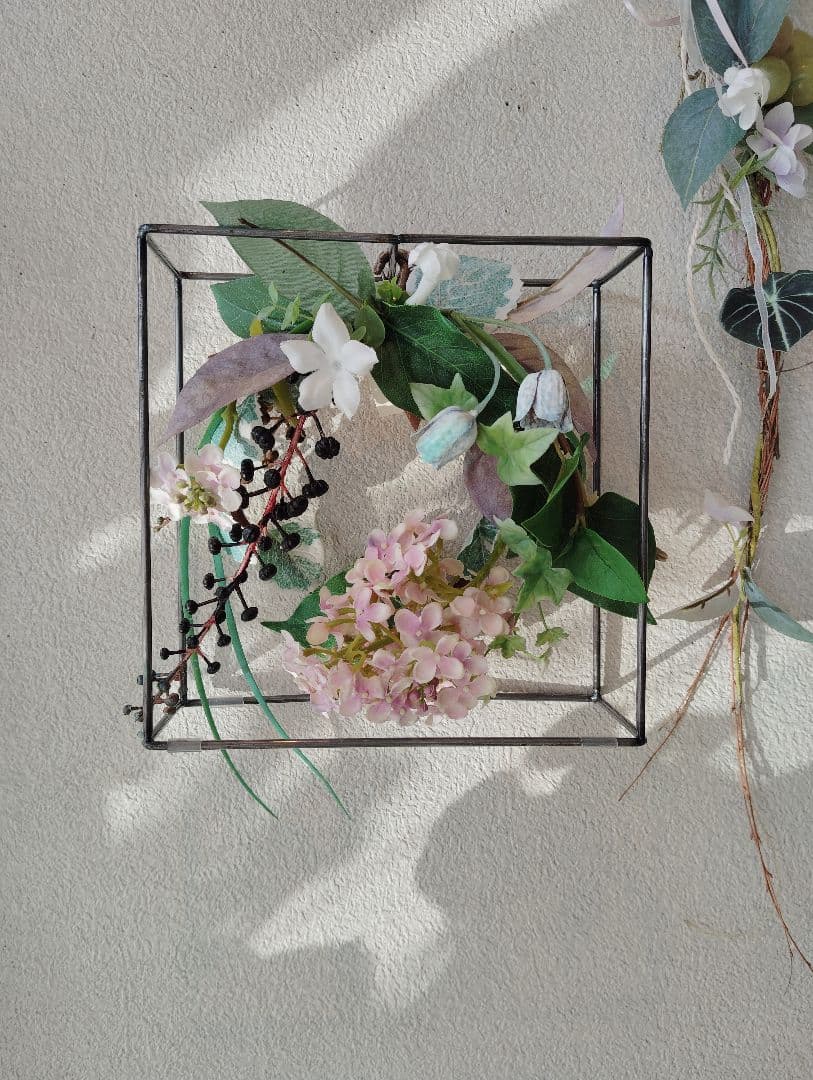アートフラワー 四角いフレーム アレンジメント